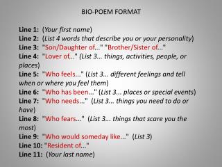 Bio Poem Format