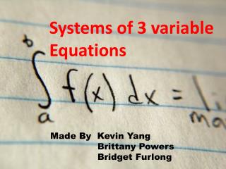 Systems of 3 variable Equations