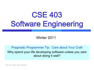 CSE 403 Software Engineering