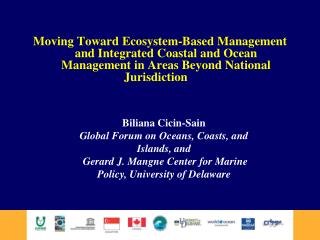 Biliana Cicin-Sain Global Forum on Oceans, Coasts, and Islands, and