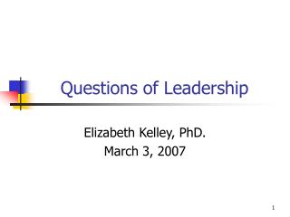 Questions of Leadership