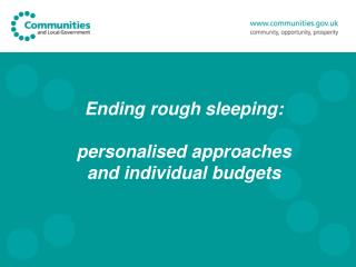 Ending rough sleeping: personalised approaches and individual budgets