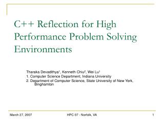 C++ Reflection for High Performance Problem Solving Environments