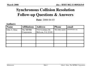 Synchronous Collision Resolution Follow-up Questions & Answers