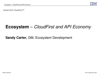 Ecosystem – CloudFirst and API Economy Sandy Carter, GM, Ecosystem Development