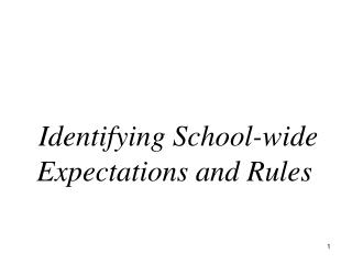 Identifying School-wide Expectations and Rules