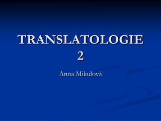 TRANSLATOLOGIE 2