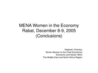 MENA Women in the Economy Rabat, December 8-9, 2005 (Conclusions)