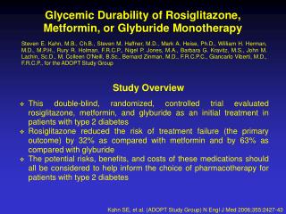 Glycemic Durability of Rosiglitazone, Metformin, or Glyburide Monotherapy