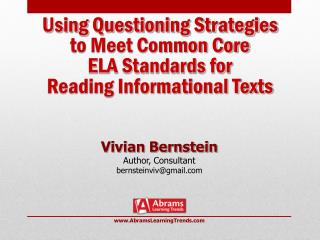 Using Questioning Strategies to Meet Common Core ELA Standards for Reading Informational Texts