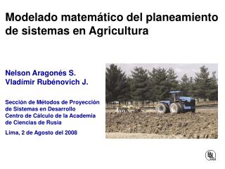 Modelado matemático del planeamiento de sistemas en Agricultura