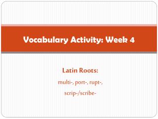 Vocabulary Activity: Week 4