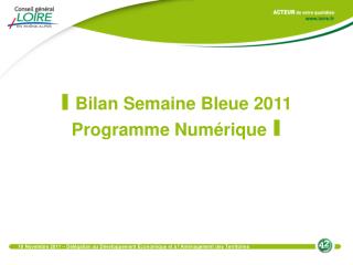 I Bilan Semaine Bleue 2011 Programme Numérique I