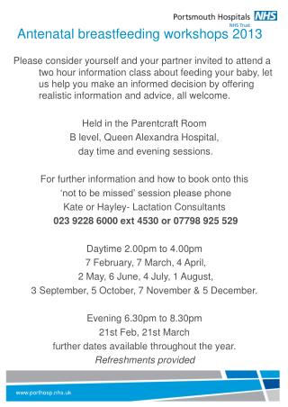 Antenatal breastfeeding workshops 2013