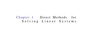 Chapter 1 Direct Methods for Solving Linear Systems