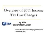 Overview of 2011 Income Tax Law Changes