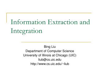 Information Extraction and Integration