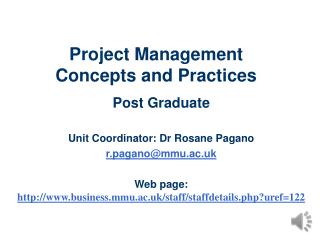 Project Management Concepts and Practices