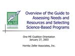 Overview of the Guide to Assessing Needs and Resources and Selecting Science-Based Programs