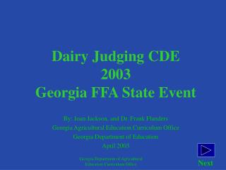 Dairy Judging CDE 2003 Georgia FFA State Event