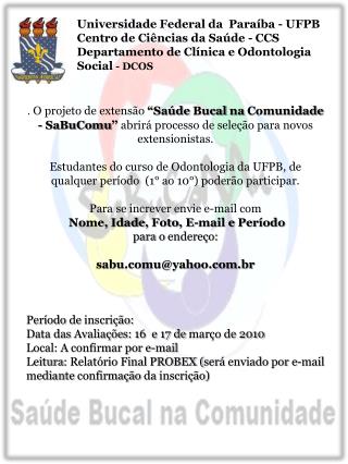 Universidade Federal da Paraíba - UFPB Centro de Ciências da Saúde - CCS