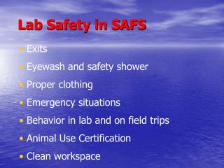 Lab Safety in SAFS