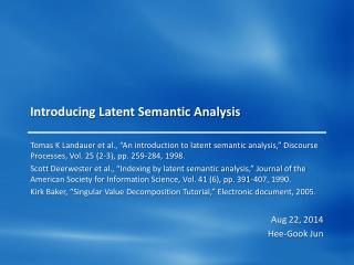 Introducing Latent Semantic Analysis