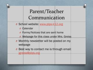 Parent/Teacher Communication
