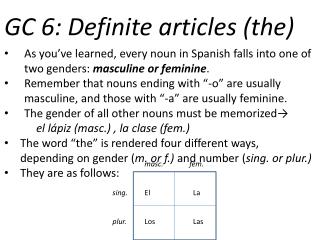 GC 6: Definite articles (the)