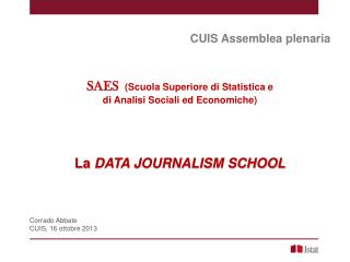 CUIS Assemblea plenaria SAES (Scuola Superiore di Statistica e di Analisi Sociali ed Economiche)