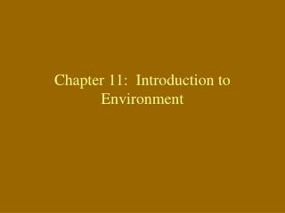 Chapter 11: Introduction to Environment