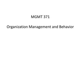 MGMT 371 Organization Management and Behavior