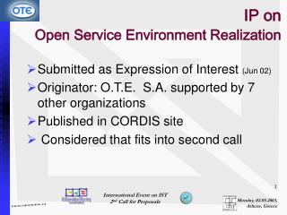 IP on Open Service Environment Realization