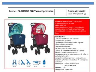 Prezentare generala : CARUCIOR FOXY cu acoperitoare pentru picioare Marca :BERTONI