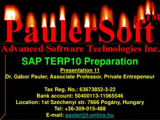 SAP TERP10 Preparation Presentation 11 Dr. Gábor Pauler, Associate Professor, Private Entrepeneur