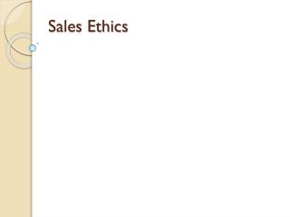 Sales Ethics