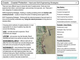 Coasts : Coastal Protection / Hard and Soft Engineering Strategies
