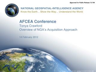 AFCEA Conference Tonya Crawford Overview of NGA’s Acquisition Approach