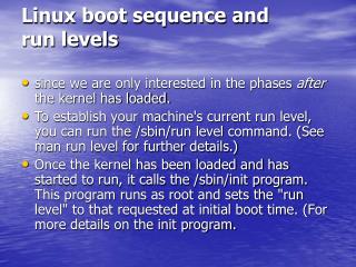 Linux boot sequence and run levels