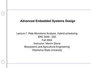 Advanced Embedded Systems Design