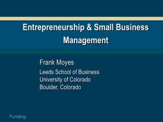Entrepreneurship &amp; Small Business Management