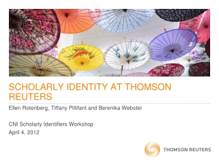 SCHOLARLY IDENTITY AT THOMSON REUTERS