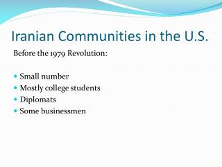 Iranian Communities in the U.S.