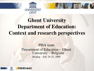 Ghent University Department of Education: Context and research perspectives