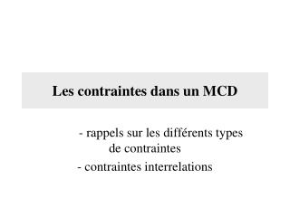 Les contraintes dans un MCD
