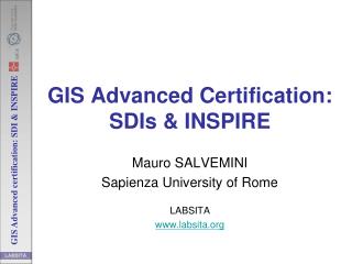 GIS Advanced Certification: SDIs &amp; INSPIRE