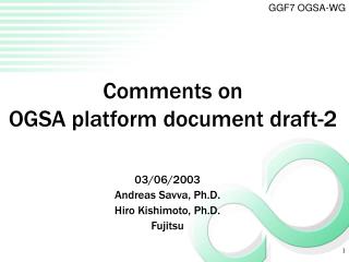 Comments on OGSA platform document draft-2