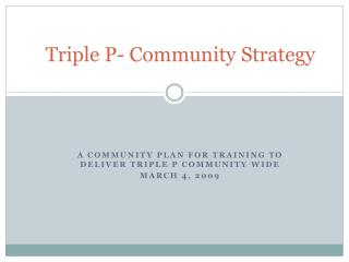 Triple P- Community Strategy