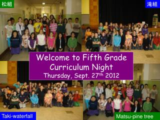 Welcome to Fifth Grade Curriculum Night Thursday, Sept. 27 th 2012