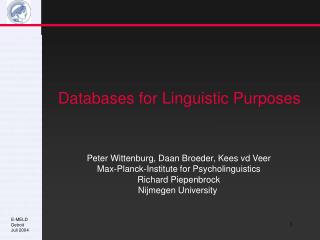 Databases for Linguistic Purposes